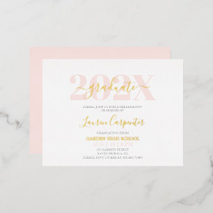 Graduation Pink Blush et Gold foil invitation