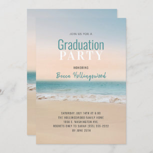 Graduation Plage tropicale Thème Fête Invitation