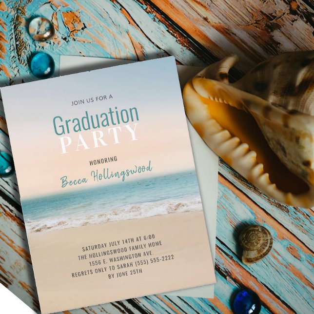 Graduation Plage tropicale Thème Fête Invitation (Créateur téléchargé)
