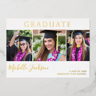 Gradué 3 Photo Script Grad Foil Faire-part