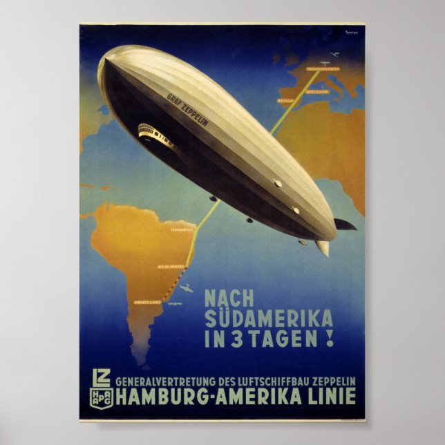 Graf Zeppelin Poster vintage restauré (Devant)