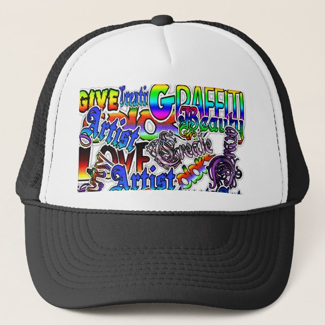 Graffiti Art noir et blanc et Casquette coloré (Devant)