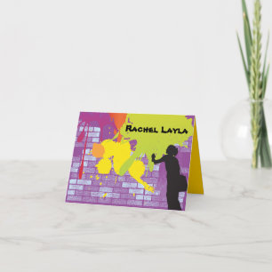 Graffiti Artiste Fille Bat mitzvah Carte de remerc