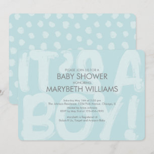 Graffiti Baby shower bleu Invitation