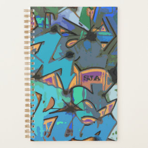 Graffiti bleu Planificateur hebdomadaire/mensuel