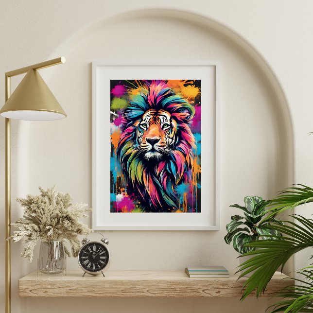 Graffiti coloré Tigre Art moderne Poster mural (Colorful Graffiti Tiger Art Modern Wall Poster)