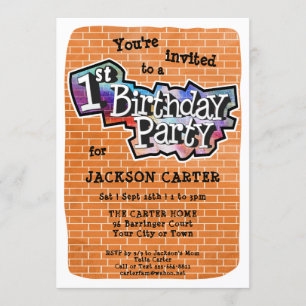 Graffiti cool Art 1er Anniversaire Fête Invitation
