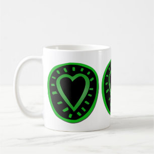 Graffiti de Coeur Noir Vert 2 Saint Valentin Mug