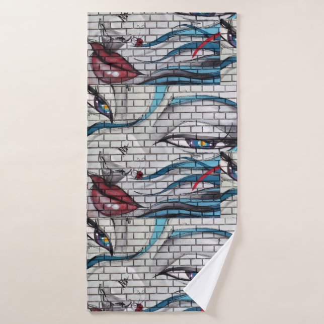 Graffiti de fille asiatique  (Serviette de bain)