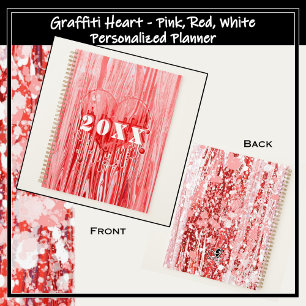 Graffiti Heart Paint Pour Pink & Red Personnaliser