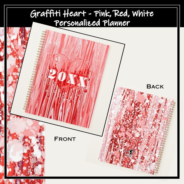 Graffiti Heart Paint Pour Pink & Red Personnaliser (Graffiti Heart Paint Pour Pink & Red Personalize Planner
)