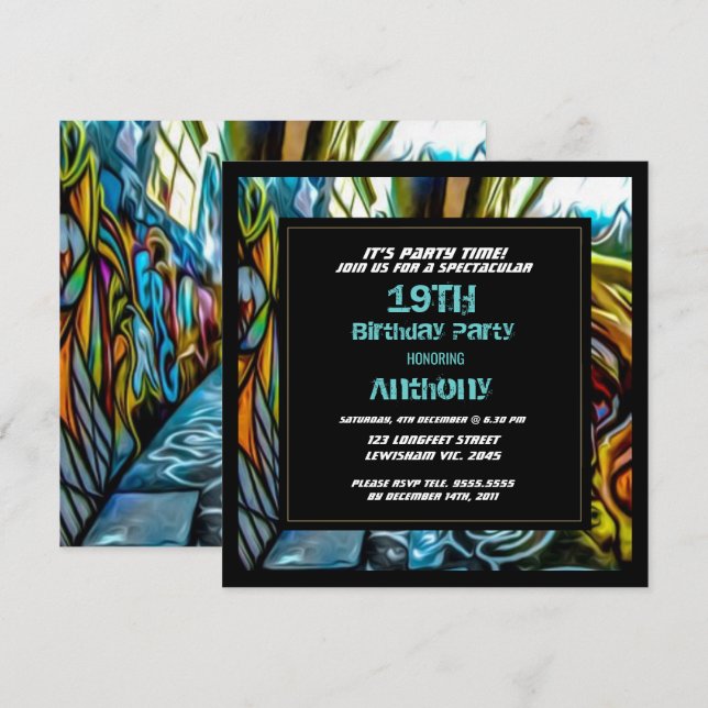 Graffiti Highway Invitation d'anniversaire (Devant / Derrière)