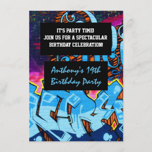 Graffiti Letters Anniversaire Invitation