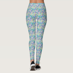 Graffiti Lines ton bleu Yoga Leggings