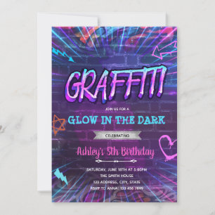Graffiti luisant neon invitation anniversaire