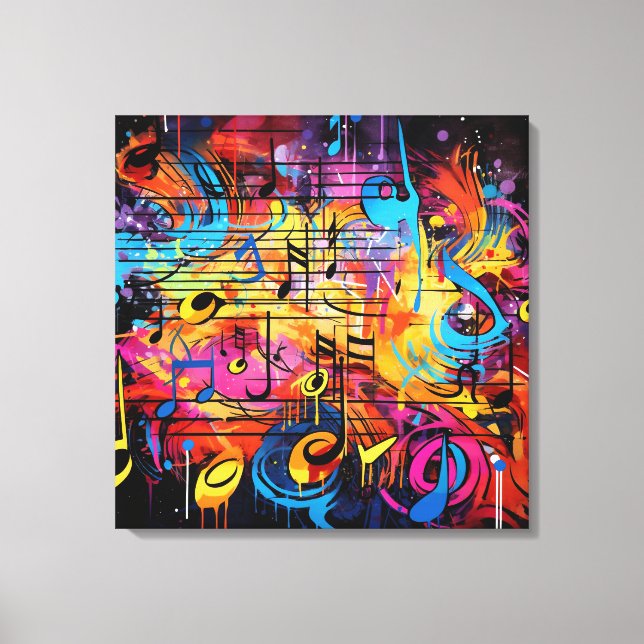 Graffiti Notes musicales Toile Art (Recto)
