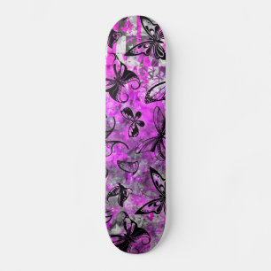 Graffiti papillon rose skateboard