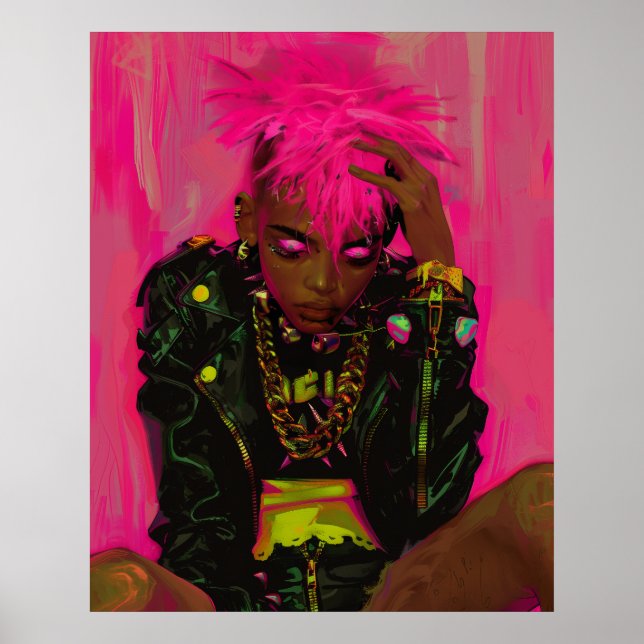 Graffiti Pink Punk sur mesure Poster avec AR Ele (Devant)