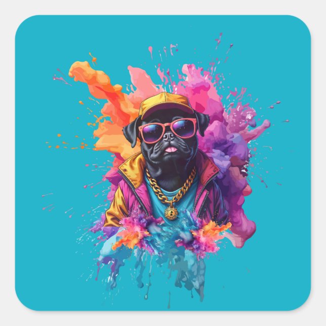 "Graffiti Pug Sticker – Urban Street Art Dog Decal (Devant)