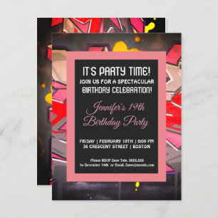 Graffiti Red Letters Invitation d'anniversaire
