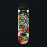 Graffiti Skateboard avec votre devise<br><div class="desc">Faites de ce skateboard votre propre en ajoutant votre texte. Pour accéder aux outils de montage avancés, allez à "Personnaliser ce modèle" et cliquez sur "Détails", faites défiler et appuyez sur le lien "cliquer pour customiser plus loin". Idéal pour toutes les occasions comme l'anniversaire ou Graduation, pour les skateurs de...</div>