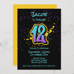 Graffiti Splatter Age Douze Invitation