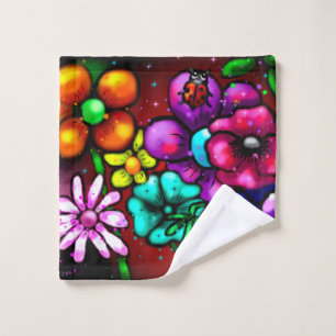 Graffiti Style Fleurs & Ladybug rose violet rouge