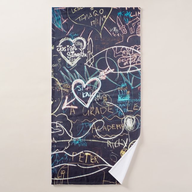 Graffiti tableau noir amour (Serviette de bain)