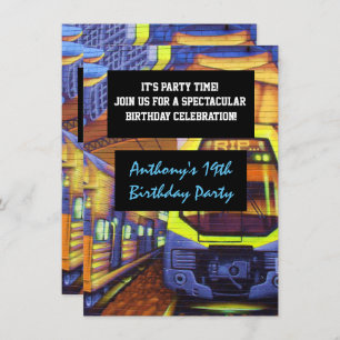 Graffiti Trains Invitation d'anniversaire