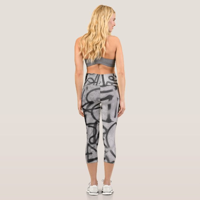 Graffiti urbain Gray Style Capri Leggings (Verso)