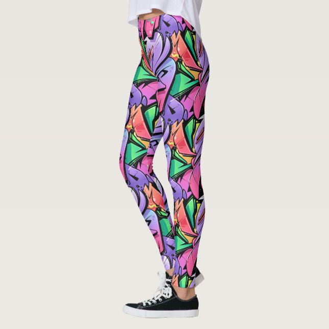 Graffiti Wild Colors Pop Fashion Leggings (Gauche)