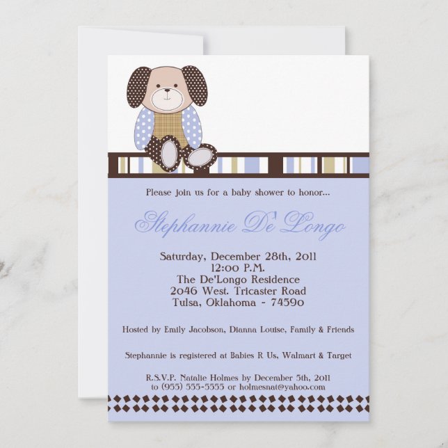 Graham Crackers Boy Blue Baby shower Invitation (Devant)