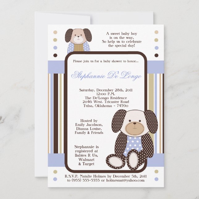 Graham Crackers Boy Blue Baby shower Invitation (Devant)
