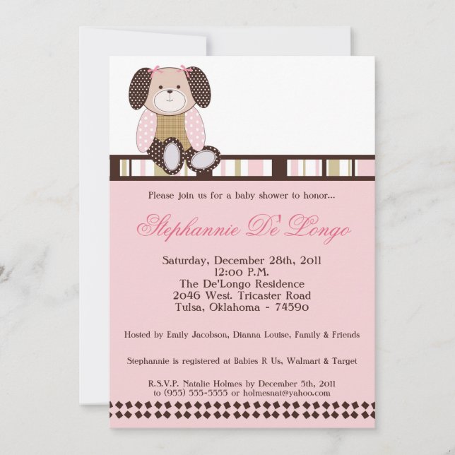 Graham Crackers Girl Rose Baby shower Invitation (Devant)
