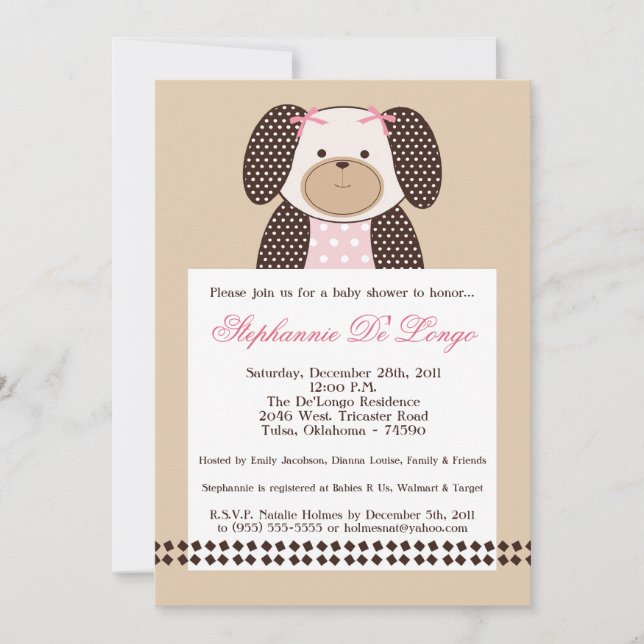 Graham Crackers Girl Rose Baby shower Invitation (Devant)
