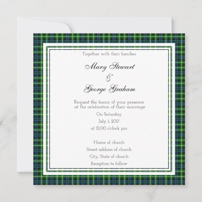 Graham Scottish Mariage Carré Invitation (Devant)