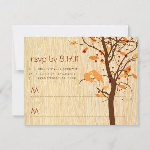 Grain de bois avec oiseaux de l'amour RSVP Automne
