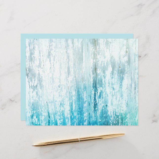 Grain de bois Turquoise Blanc Rustique Texture Déc (Devant/Arrière en situation)