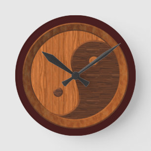 Grain de bois Yin Yang Horloge murale de nouveauté