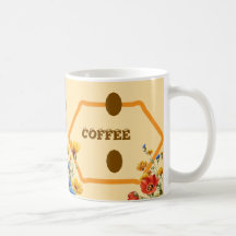 Grains de café savoureux & Autocollant de mug flor