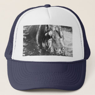 Grainy Black White Hippo Art, Casquette de camions