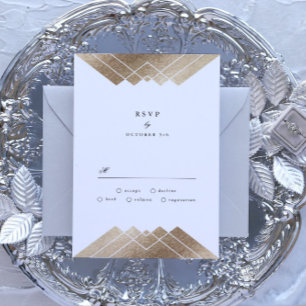 Graisse géométrique Gris Gold Gatsby mariage RSVP