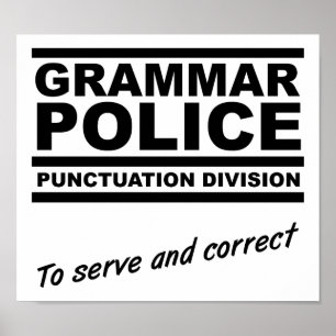 Grammar Police Drôle Poster