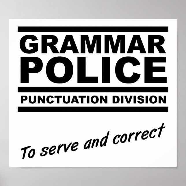 Grammar Police Drôle Poster (Devant)