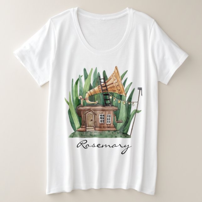 Gramophone de Whimsical Fairytale House Aquarelle (Design devant)
