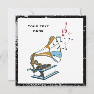 Gramophone rétro invitation personnalisée