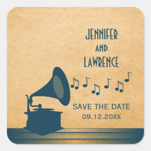 Gramophone Vintage bleu Enregistrer les stickers D