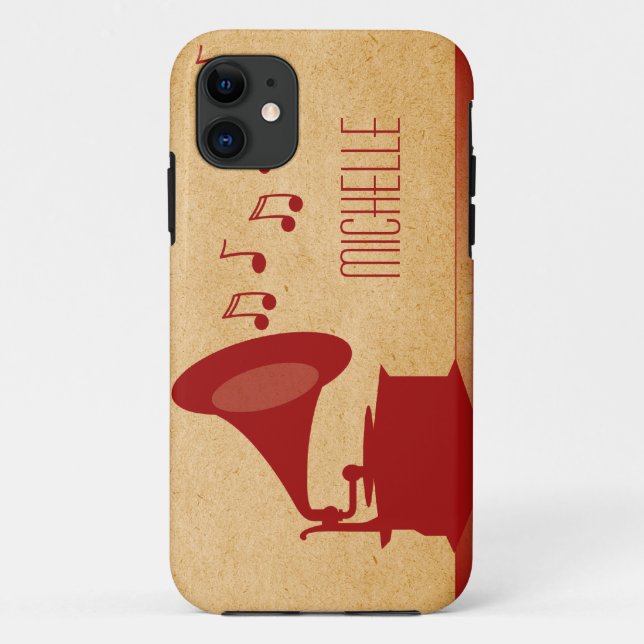 Gramophone Vintage rouge BT iPhone 5 Coque (Dos)