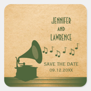 Gramophone Vintage vert Enregistrer les stickers D