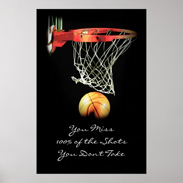 Grand Affiche de Citation Motivante sur le Basket- (Devant)